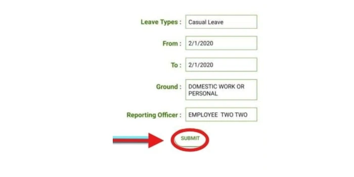 Final Submit for Leave apply